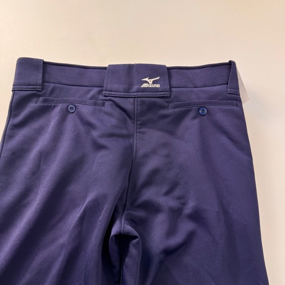 Mizuno Softball Belted Pant Women SZ L Navy Blue Elastic Bottom Reinforced Knee - Picture 4 of 16